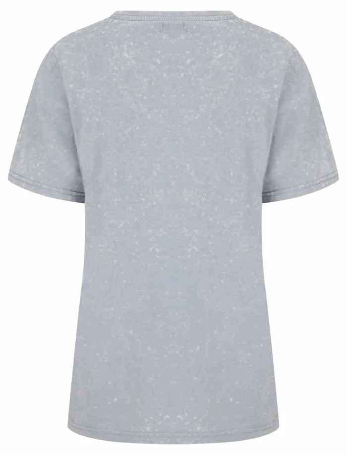Women TShirts Tokyo Laundry Bloom Motif Acid Wash Cotton TShirt In Aleutian Blue 8211 Weekend Vibes Lightblue