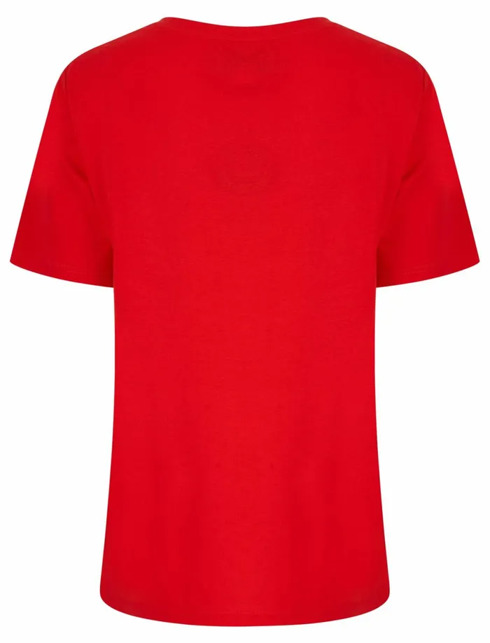 Women TShirts Tokyo Laundry Charli Flocked Motif Cotton Jersey TShirt In High Risk Red 8211 Tokyo Laundry Red