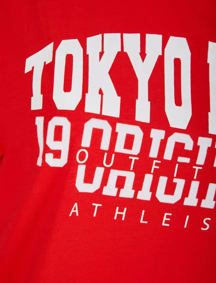 Women TShirts Tokyo Laundry Charli Flocked Motif Cotton Jersey TShirt In High Risk Red 8211 Tokyo Laundry Red