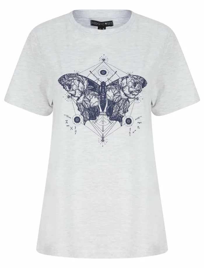 Women TShirts Tokyo Laundry Geo Fly Butterfly Motif Cotton TShirt In Ice Grey Marl 8211 Weekend Vibes Grey Women TShirts Tokyo Laundry Geo Fly Butterfly Motif Cotton TShirt In Ice Grey Marl 8211 Weekend Vibes Grey