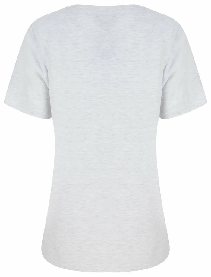 Women TShirts Tokyo Laundry Geo Fly Butterfly Motif Cotton TShirt In Ice Grey Marl 8211 Weekend Vibes Grey