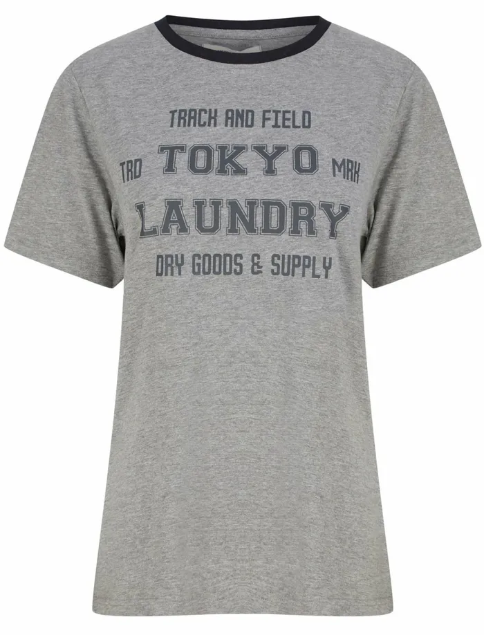 Women TShirts Tokyo Laundry Leah Motif Cotton Jersey Ringer TShirt In Mid Grey Marl 8211 Tokyo Laundry Midgrey Women TShirts Tokyo Laundry Leah Motif Cotton Jersey Ringer TShirt In Mid Grey Marl 8211 Tokyo Laundry Midgrey