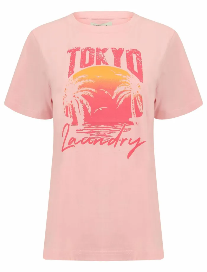 Women TShirts Tokyo Laundry Palma Sunset Motif Cotton Jersey TShirt In Rose Shadow 8211 Tokyo Laundry Pink Women TShirts Tokyo Laundry Palma Sunset Motif Cotton Jersey TShirt In Rose Shadow 8211 Tokyo Laundry Pink