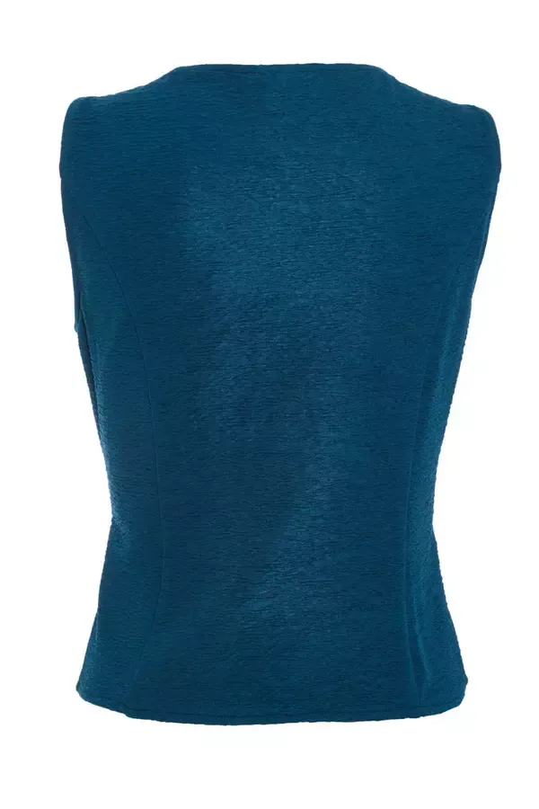 Women Teal Tie Up Sleeveless Top Quiz Clothing Casual Clothing