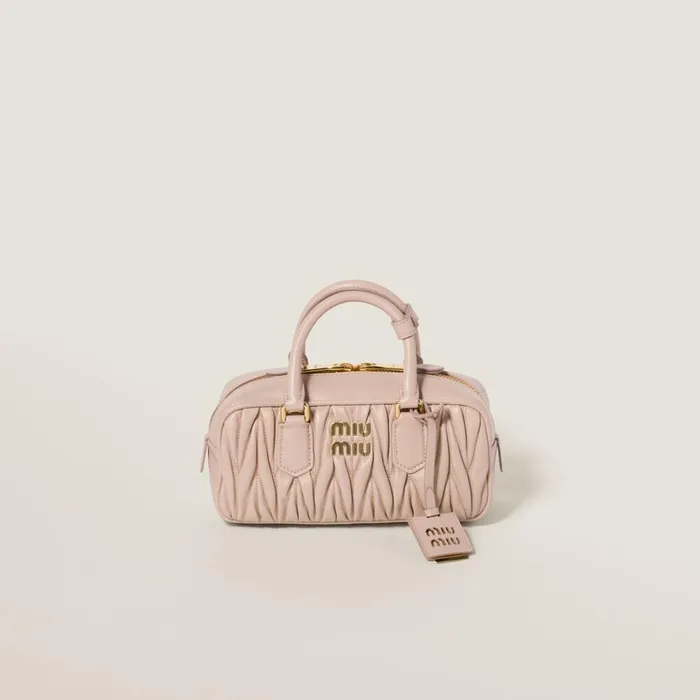 Women Top Handles Miu Miu Arcadie Matelass Nappa Leather Bag Powder Pink