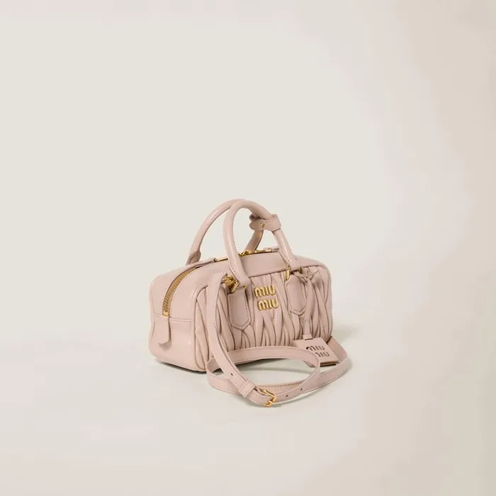 Women Top Handles Miu Miu Arcadie Matelass Nappa Leather Bag Powder Pink Women Top Handles Miu Miu Arcadie Matelass Nappa Leather Bag Powder Pink