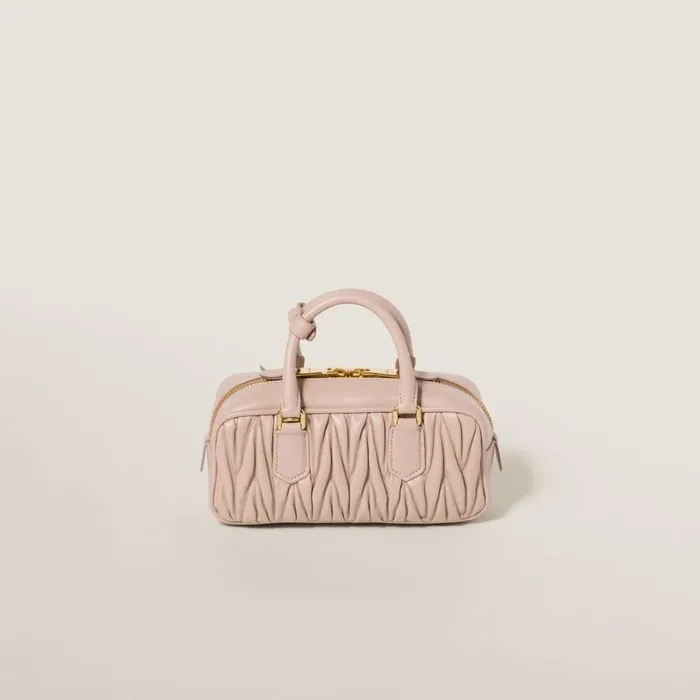 Women Top Handles Miu Miu Arcadie Matelass Nappa Leather Bag Powder Pink Women Top Handles Miu Miu Arcadie Matelass Nappa Leather Bag Powder Pink