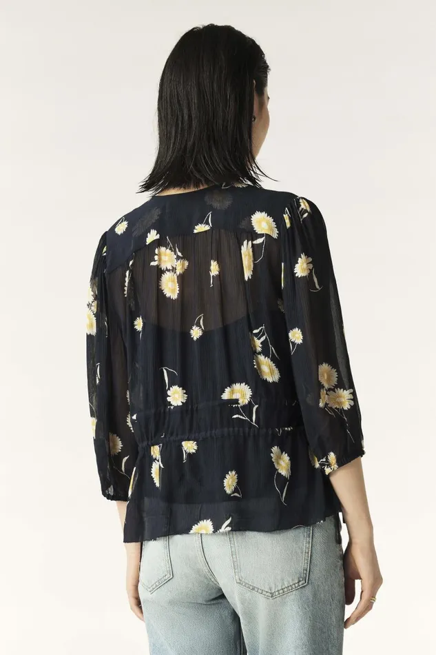 Women Tops and Shirts Baandsh Puff Sleeve Blouse Dune Blue