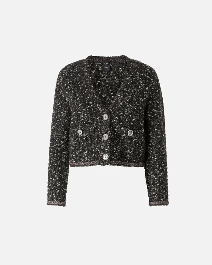 Women TOPWEAR Pinko Cropped Cardigan With Sequins And Vneck Blackbrownwhite Women TOPWEAR Pinko Cropped Cardigan With Sequins And Vneck Blackbrownwhite