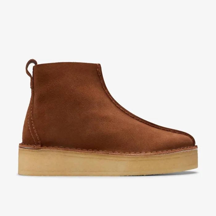 Women Trek Wedge Boot Mocha Bisque Suede Clarks Platforms