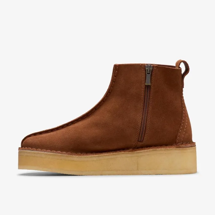 Women Trek Wedge Boot Mocha Bisque Suede Clarks Platforms