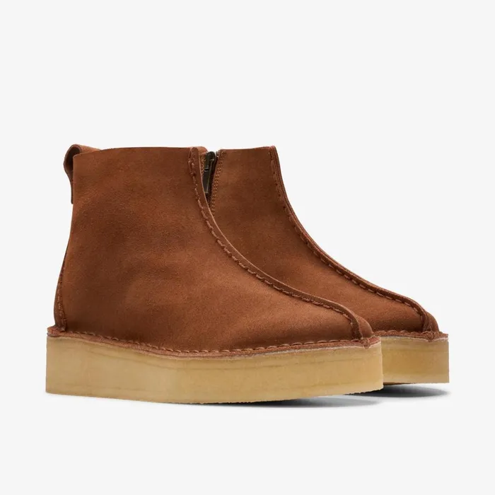 Women Trek Wedge Boot Mocha Bisque Suede Clarks Platforms
