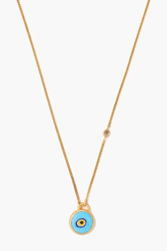 Women Turquoise Evil Eye Necklace With Champagne Diamond Chan Luu Necklaces