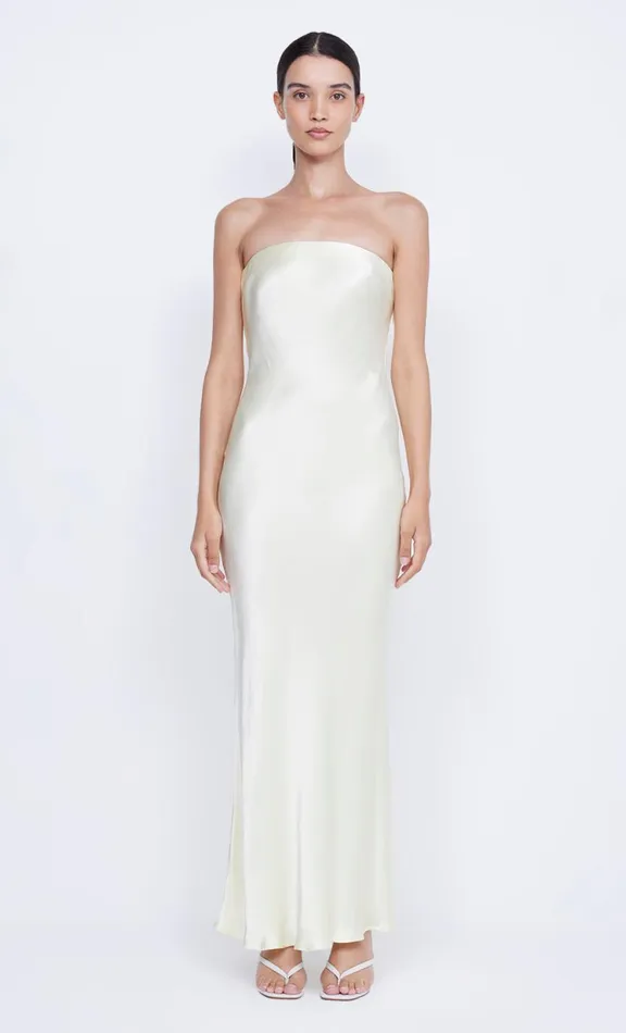 Women Wedding Guest Bec Bridge MOON DANCE STRAPLESS DRESS 8211 ICE YELLOW