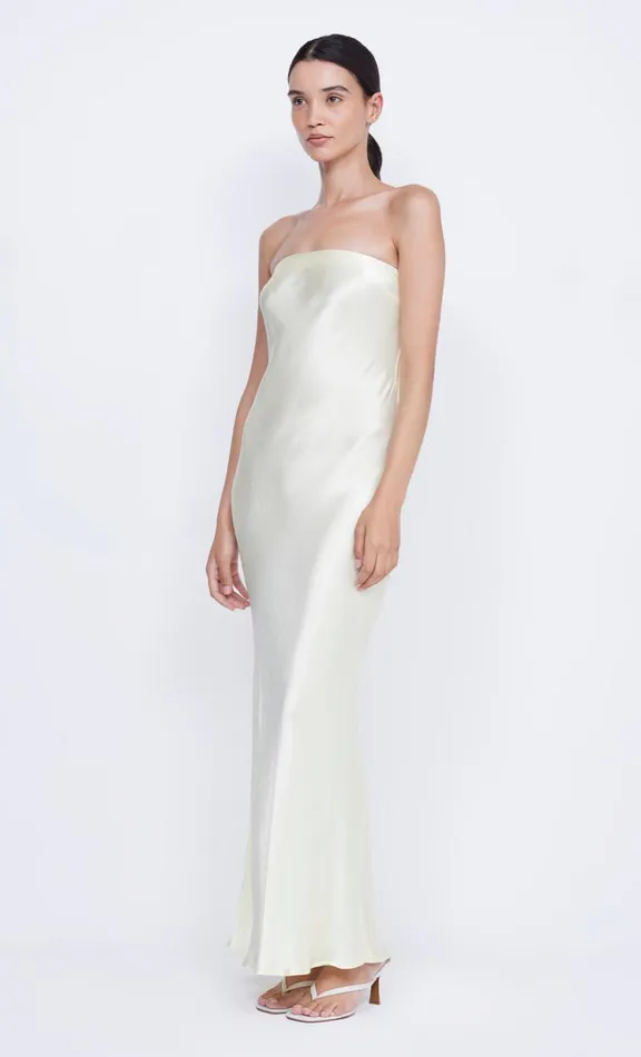 Women Wedding Guest Bec Bridge MOON DANCE STRAPLESS DRESS 8211 ICE YELLOW