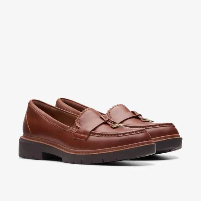 Women Westlynn Bella Tan Leather Clarks Loafers and Oxfords