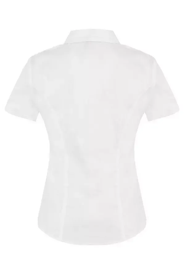 Women White Short Sleeve Blouse Quiz Clothing Schoolwear
