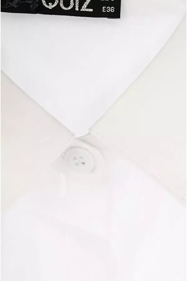 Women White Short Sleeve Blouse Quiz Clothing Schoolwear