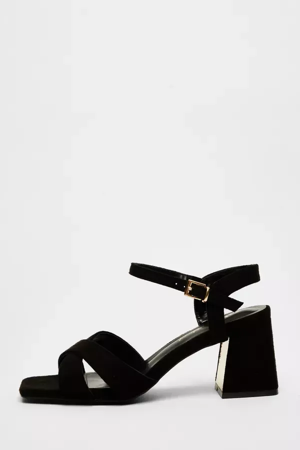 Women Wide Fit Black Faux Suede Heeled Sandals Quiz Clothing Heels