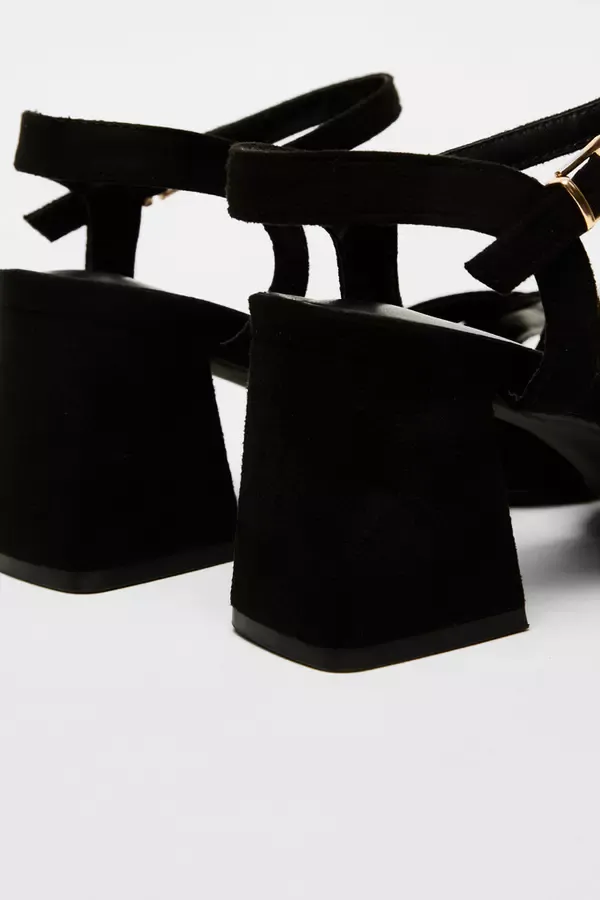 Women Wide Fit Black Faux Suede Heeled Sandals Quiz Clothing Heels