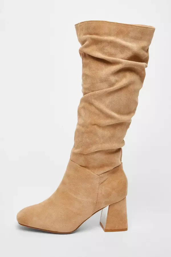 Women Wide Fit Taupe Knee High Faux Suede Block Heel Boots Quiz Clothing Boots Women Wide Fit Taupe Knee High Faux Suede Block Heel Boots Quiz Clothing Boots