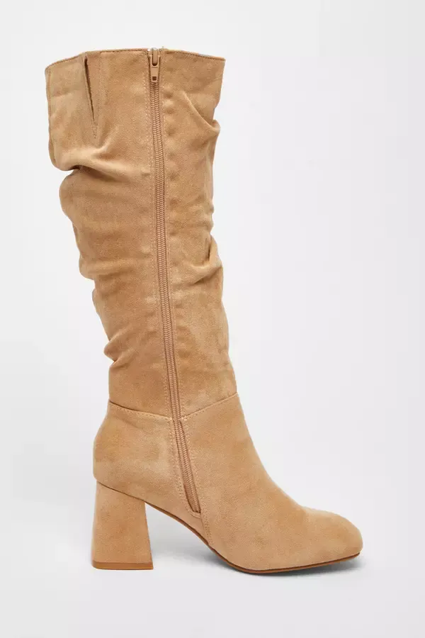 Women Wide Fit Taupe Knee High Faux Suede Block Heel Boots Quiz Clothing Boots Women Wide Fit Taupe Knee High Faux Suede Block Heel Boots Quiz Clothing Boots