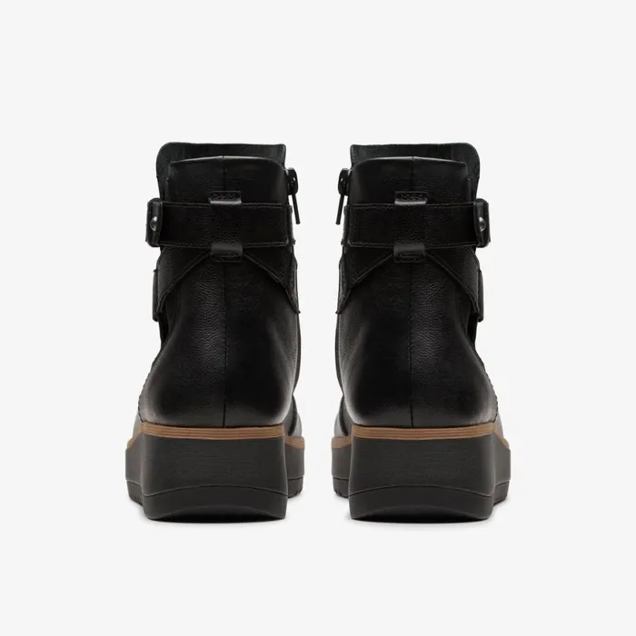 Women Zylah Faye Black Leather Clarks Boots and Booties