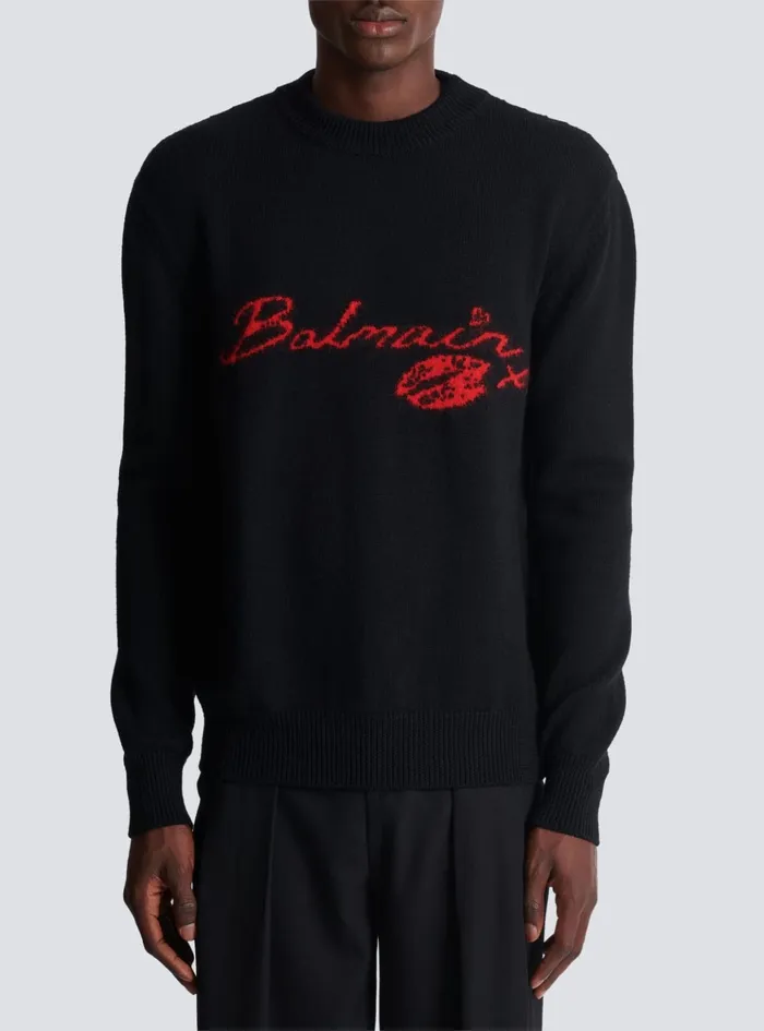 Wool Kiss Jumper Black Men Balmain Sweatshirts