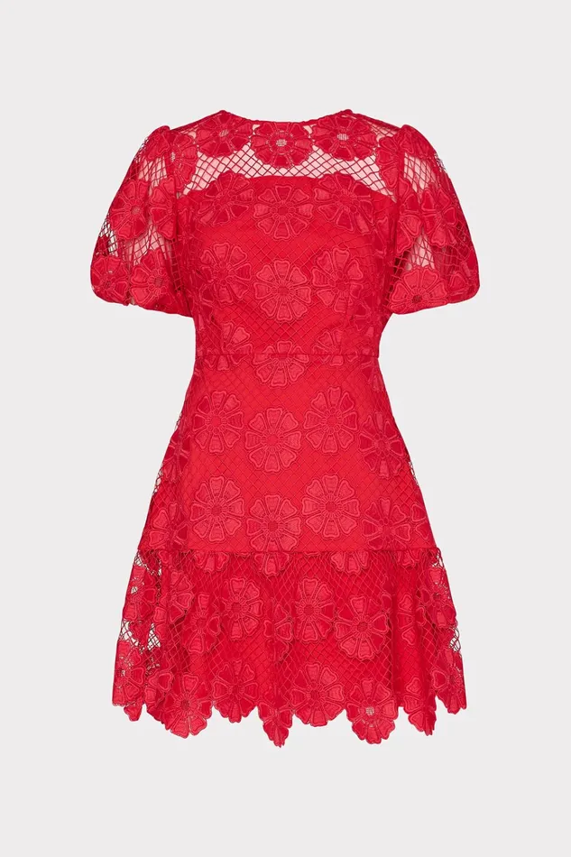 Yasmin Daisy Lace Dress Red Women Milly Dresses