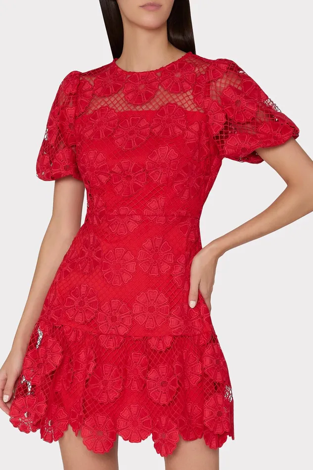 Yasmin Daisy Lace Dress Red Women Milly Dresses