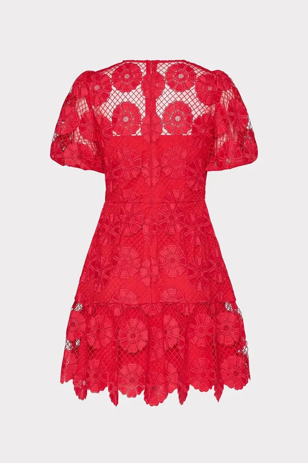 Yasmin Daisy Lace Dress Red Women Milly Dresses