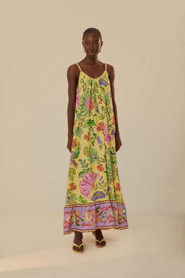 Yellow Floral Insects Maxi Dress Women FARM Rio Maxi Dresses