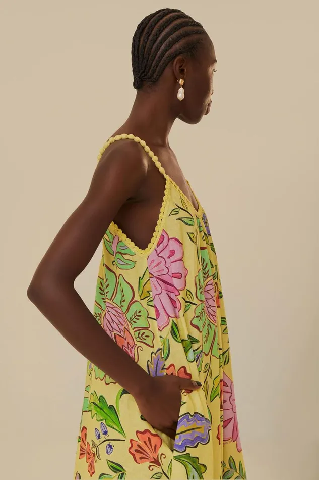 Yellow Floral Insects Maxi Dress Women FARM Rio Maxi Dresses